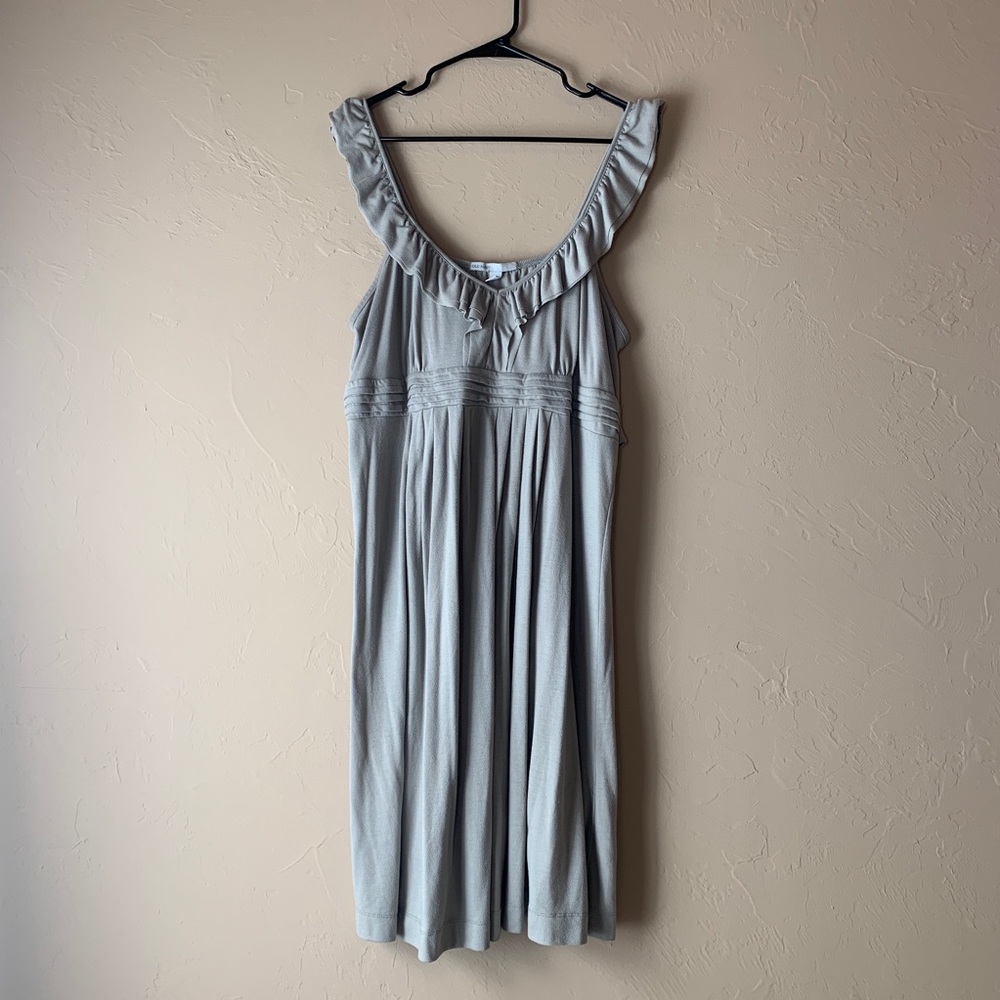 Gray Ruffle Strap Tank Dress